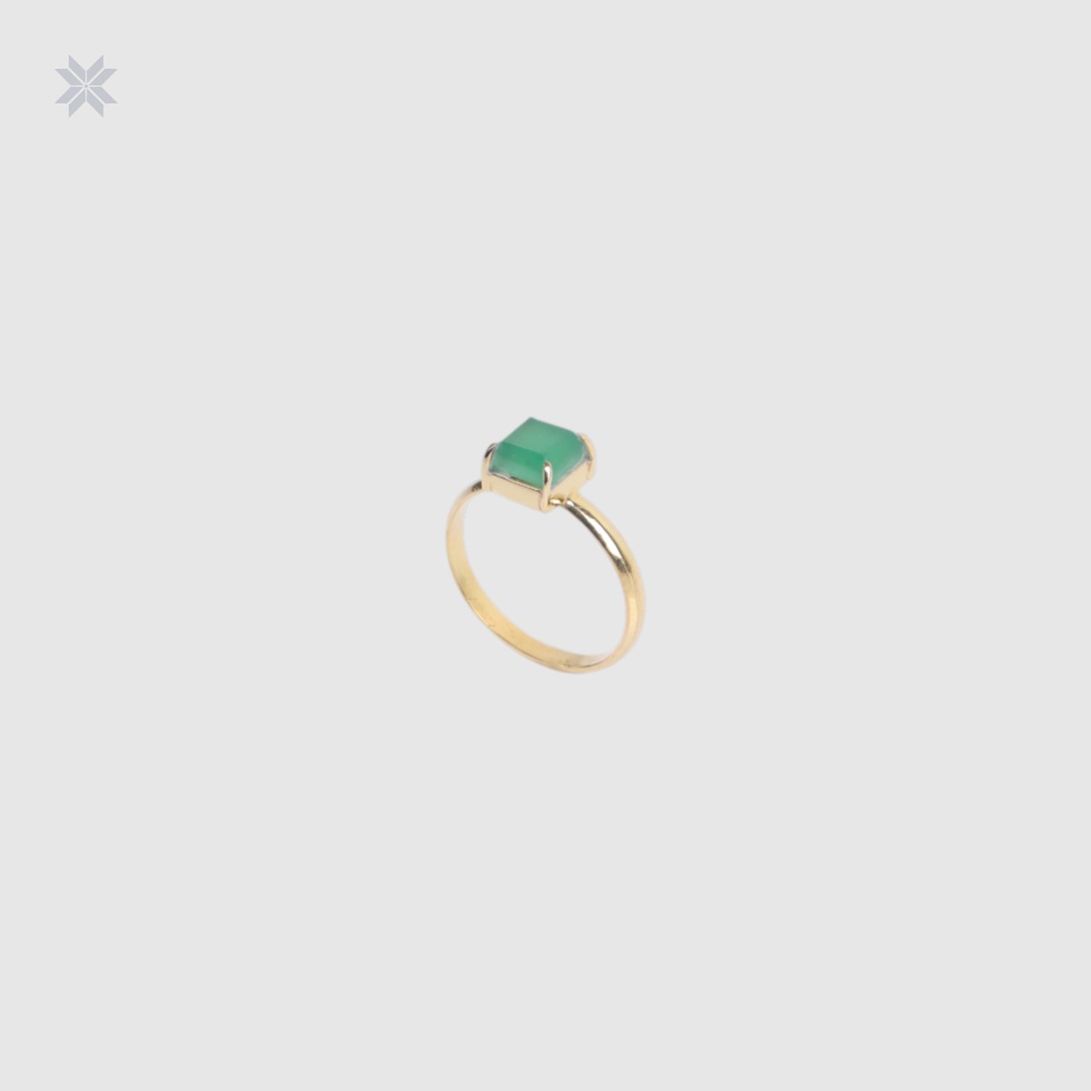 Handmade Green Agate Ring – Gold-Plated Silver 5