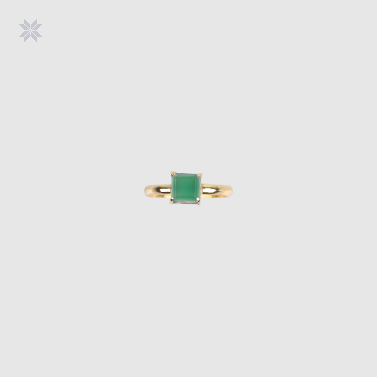 Handmade Green Agate Ring – Gold-Plated Silver 2