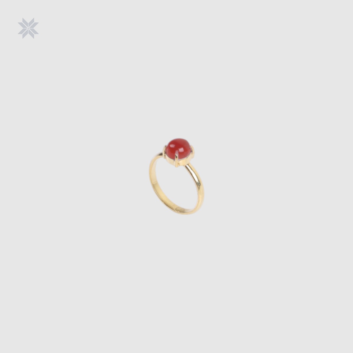 Handmade Red Onyx Ring Gold Plated Silver 2