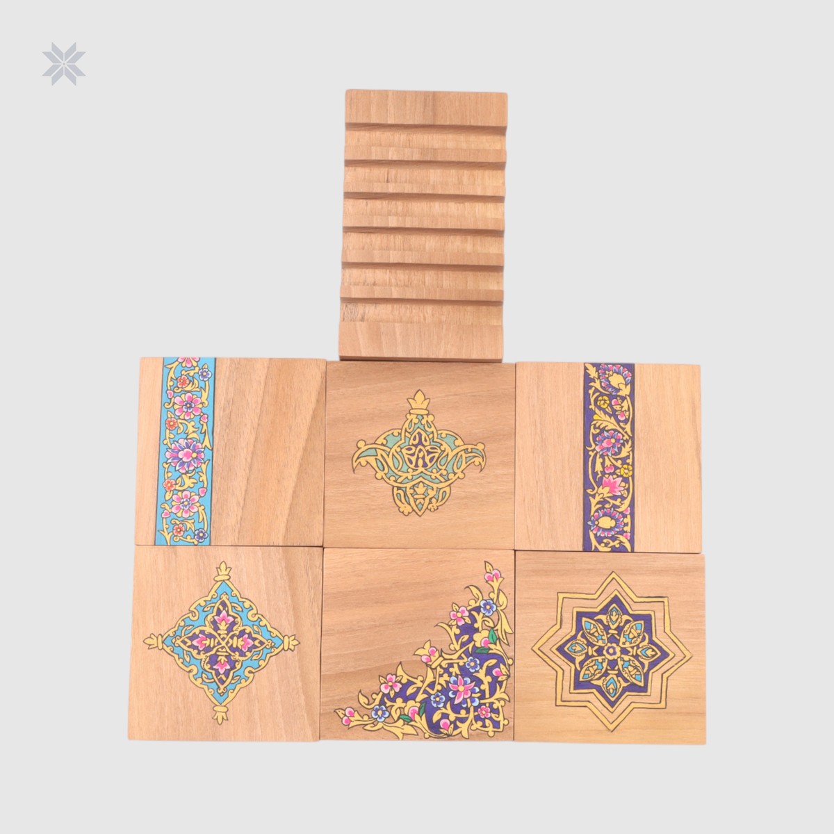 Coasters Miniature Wooden Coasters, Afghan Art 1