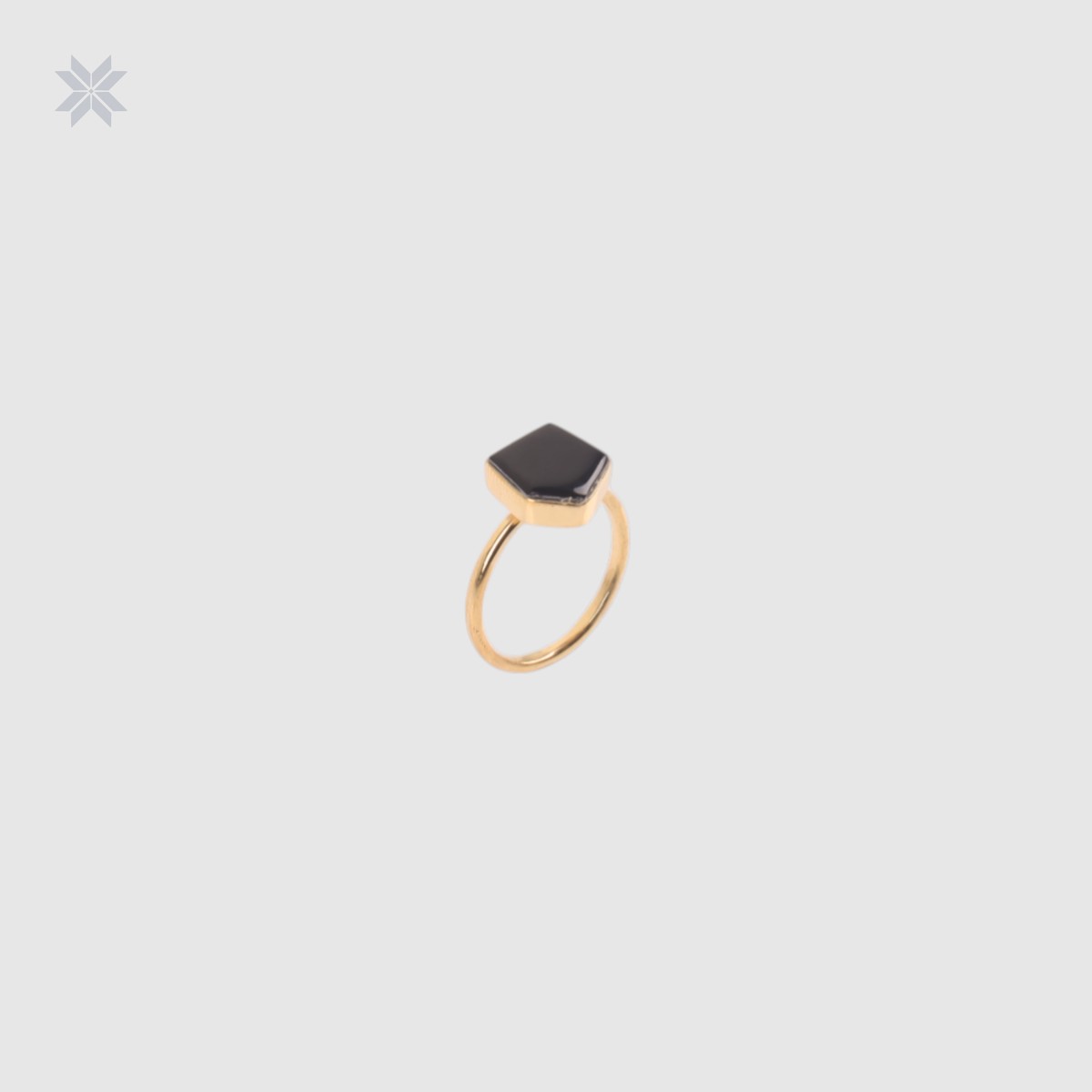 Handmade Black Onyx Women Ring Gold Plated 4