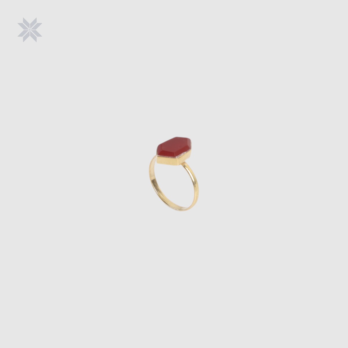 Red Onyx Women Ring Gold Plated 3