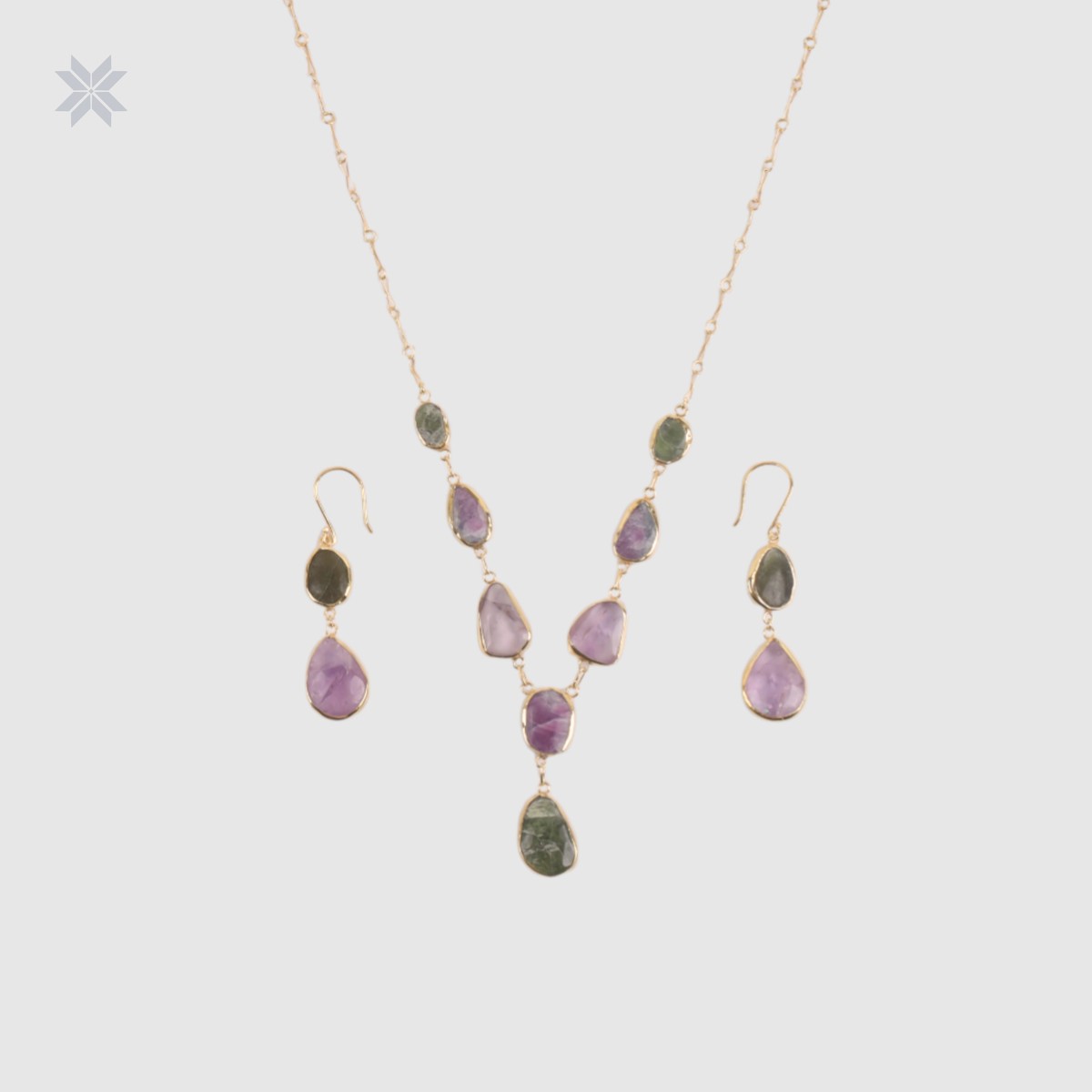 Handmade Minimal Gemstone Women Jewelry Set Ruby & Peridot 4