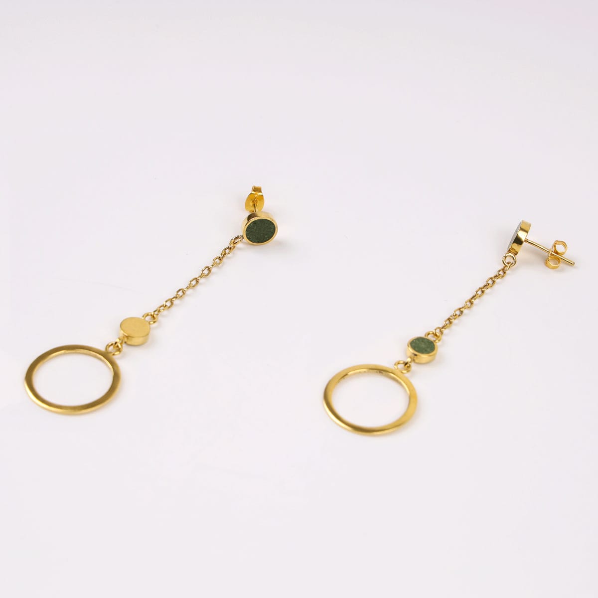 Chain Hoop Earrings with Bamyan Turquoise and Gold-Plated Brass 2