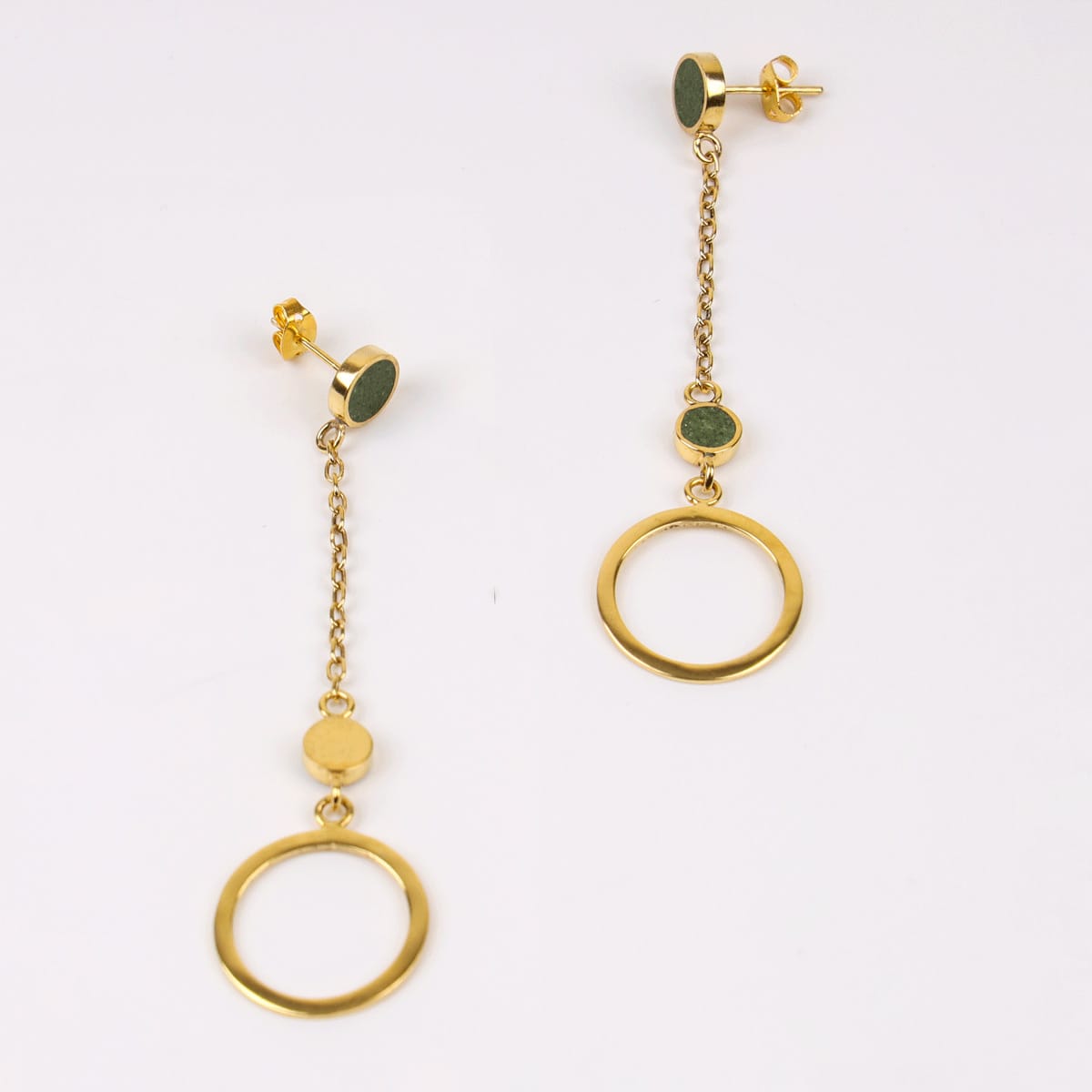 Chain Hoop Earrings with Bamyan Turquoise and Gold-Plated Brass 1