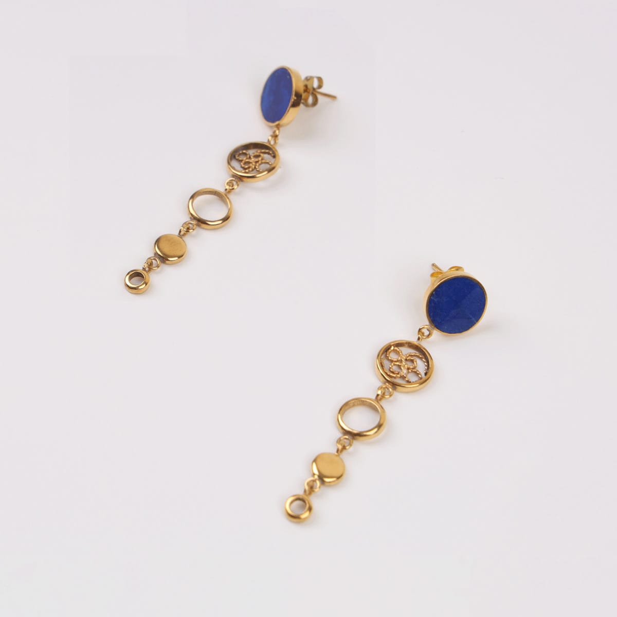 Circle Harmony Lapis Lazuli Earrings with Gold-Plated Brass 2