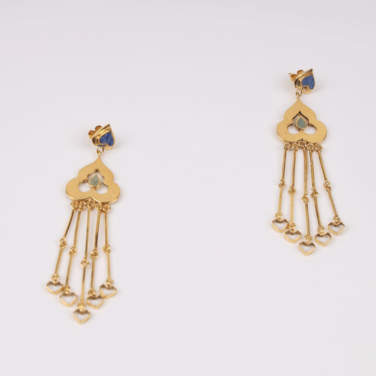 Virelia Earrings with Bamyan Turquoise and Gold-Plated Brass 1