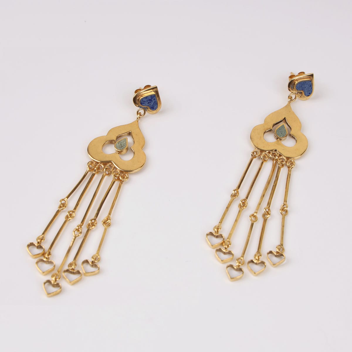 Virelia Earrings with Bamyan Turquoise and Gold-Plated Brass 2