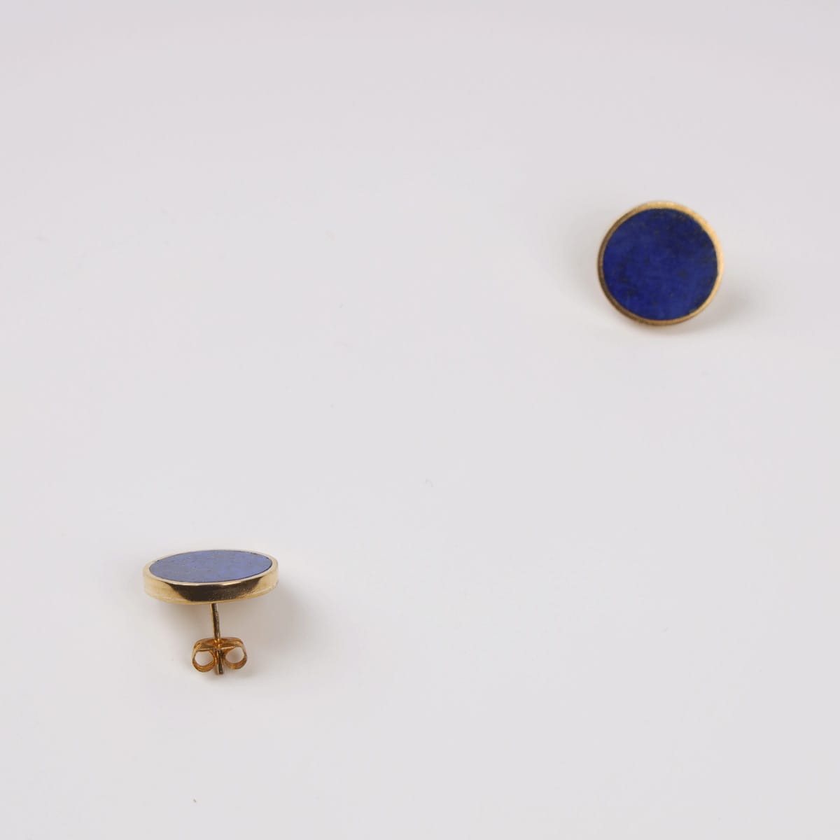 Solar Pad Lapis Lazuli Earrings Gold-Plated Brass, Stud Earrings 2