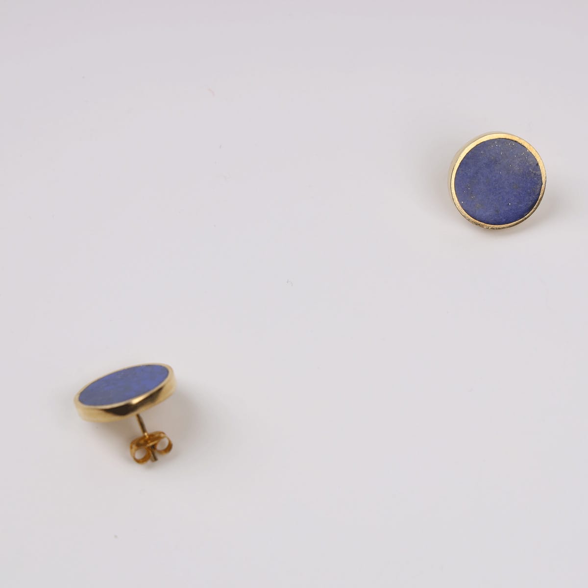 Solar Pad Lapis Lazuli Earrings Gold-Plated Brass, Stud Earrings 1