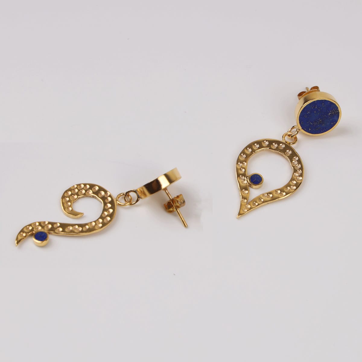 Varia Lapis Lazuli Earrings with Gold-Plated Brass 3