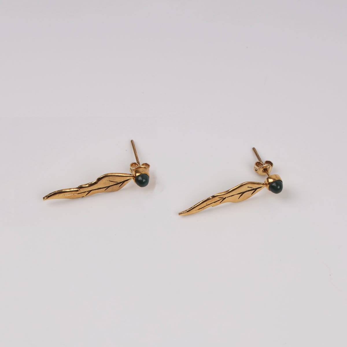 Zayra Green Agate Earrings with Gold-Plated Brass 3