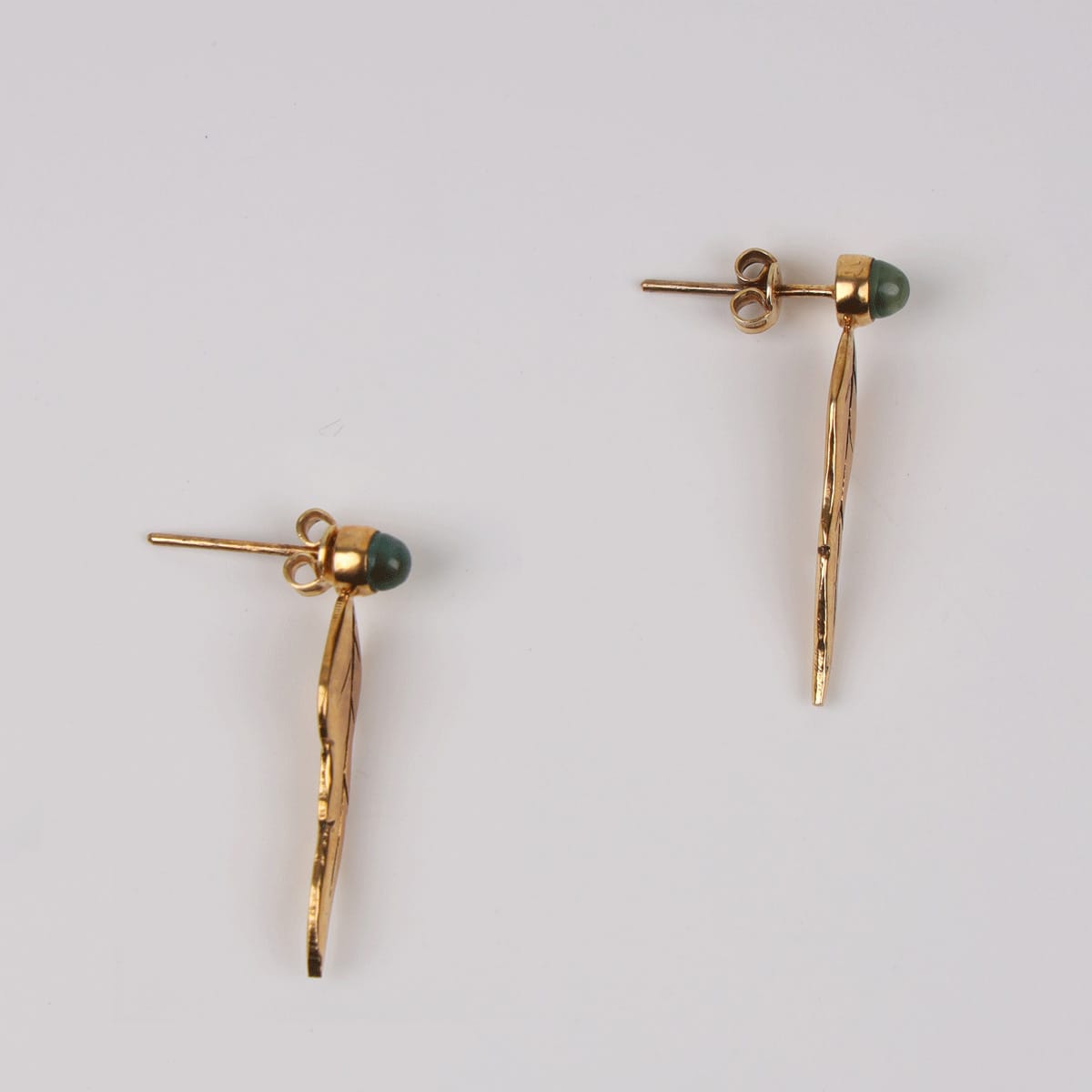 Zayra Green Agate Earrings with Gold-Plated Brass 1