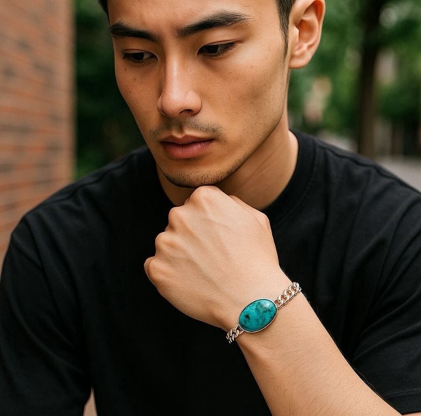 Turquoise Stone Bracelet Men, handmade bracelet 4