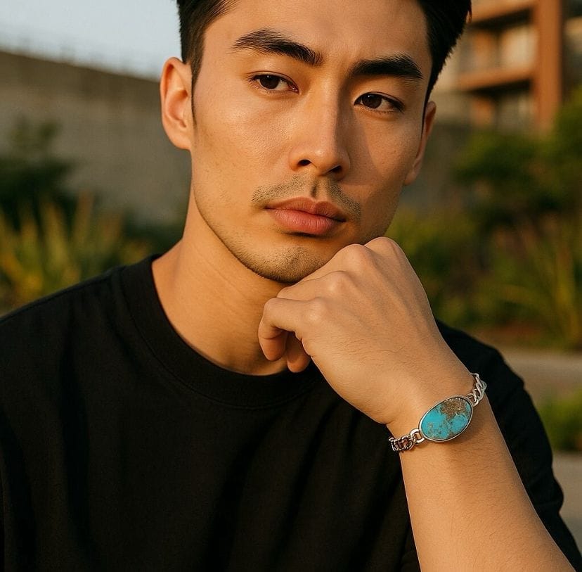 Turquoise Stone Bracelet Men, handmade bracelet 5