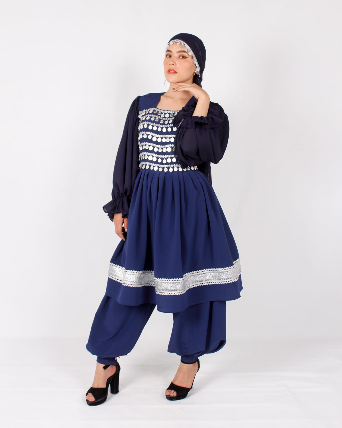 Navy Short Afghani Coin Dress 3