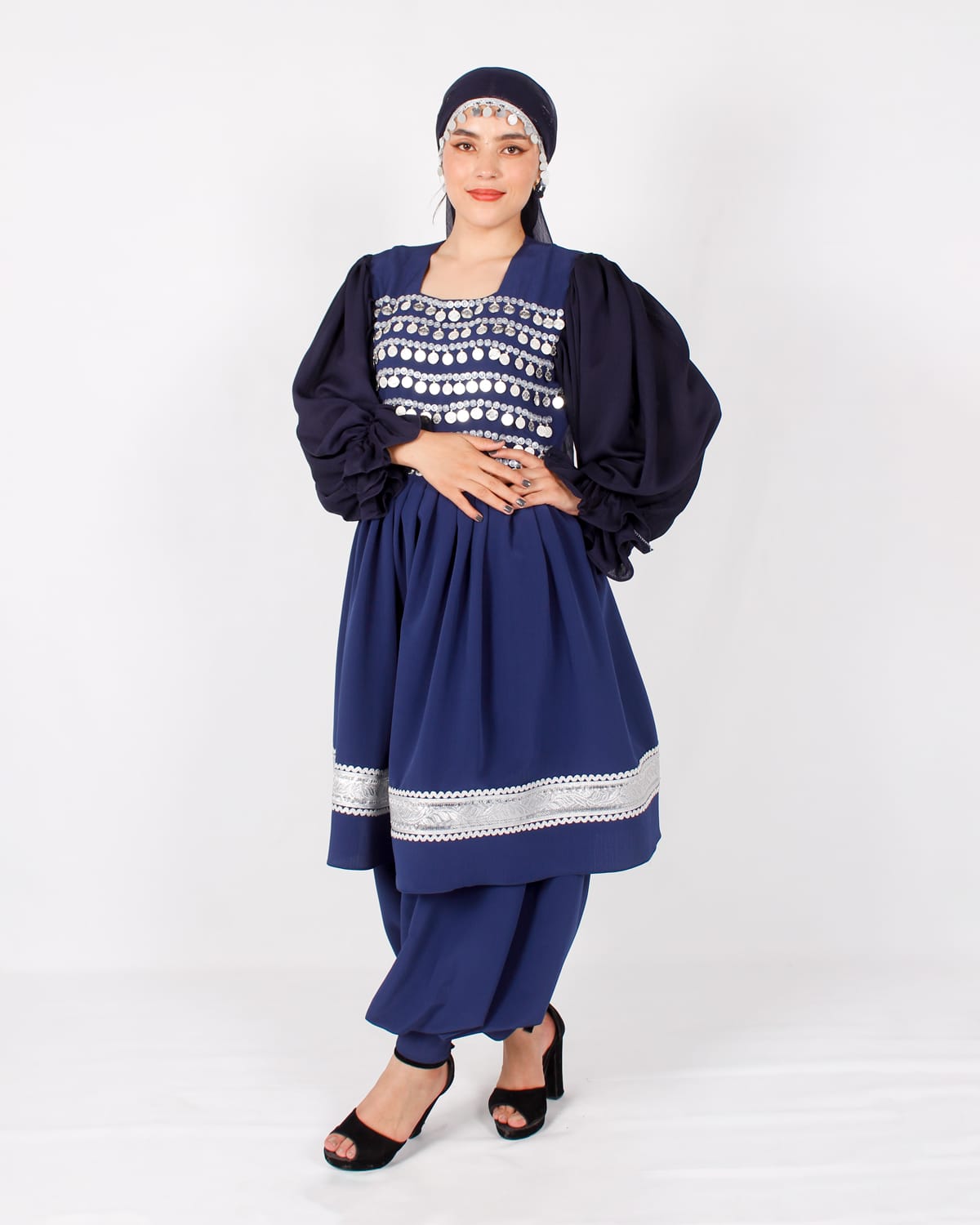 Navy Short Afghani Coin Dress 2