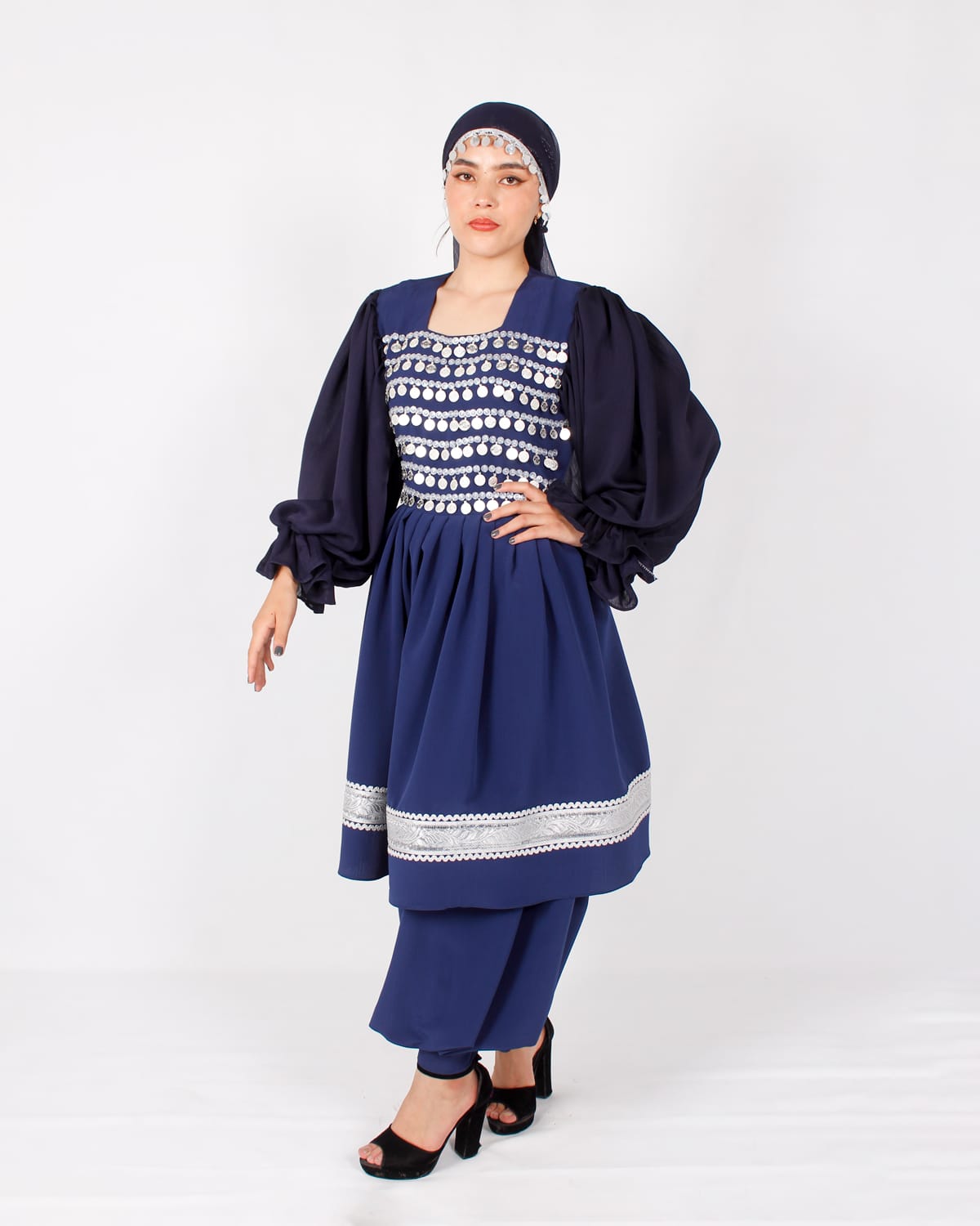 Navy Short Afghani Coin Dress 1
