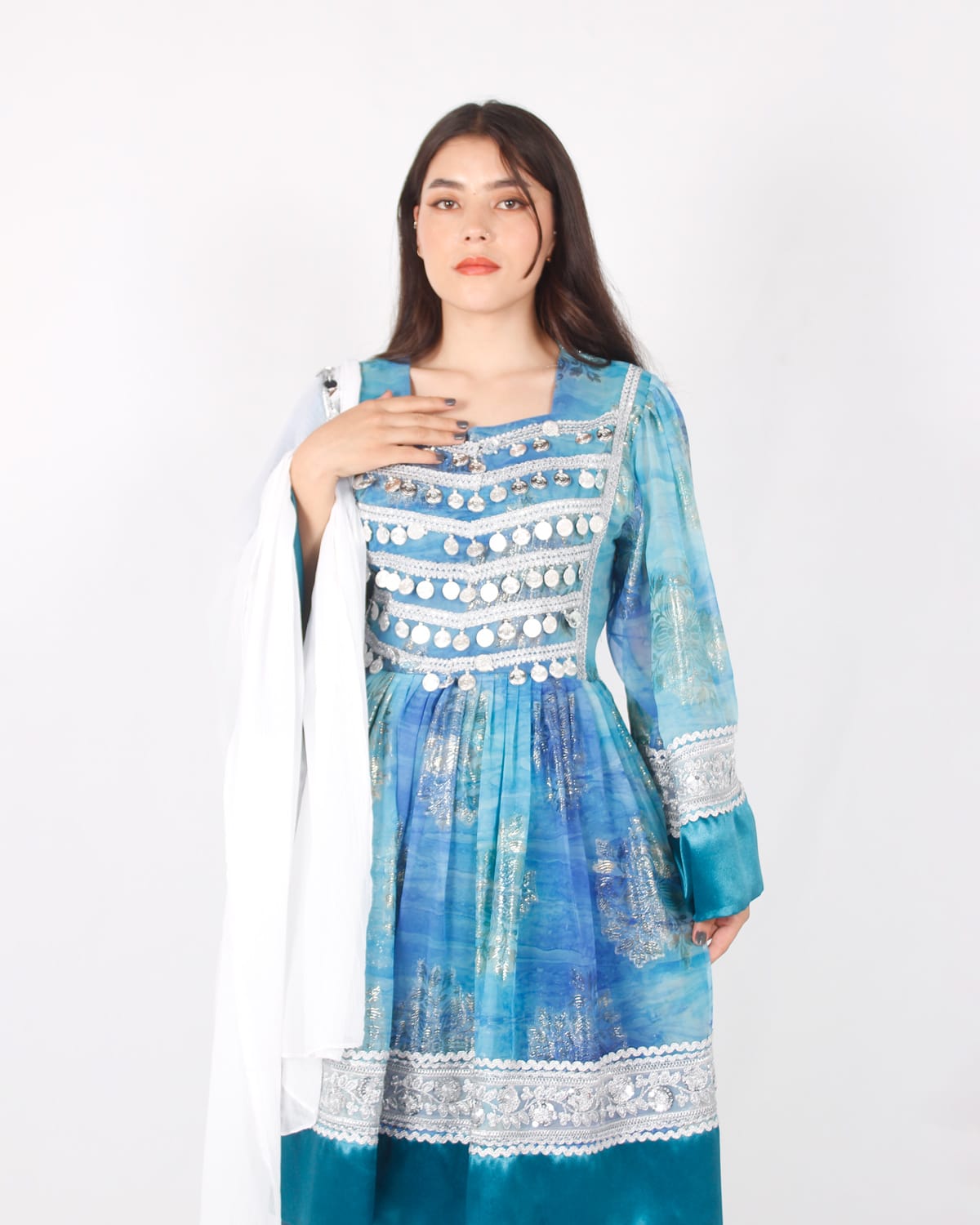 Blue Afghani Short Party Dress 1