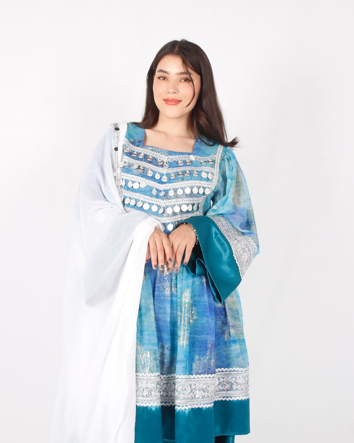 Blue Afghani Short Party Dress 2