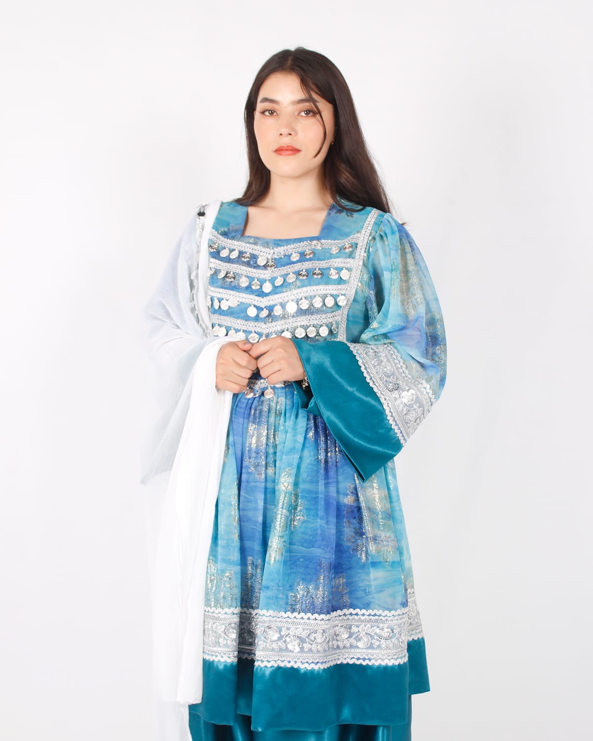 Blue Afghani Short Party Dress 3