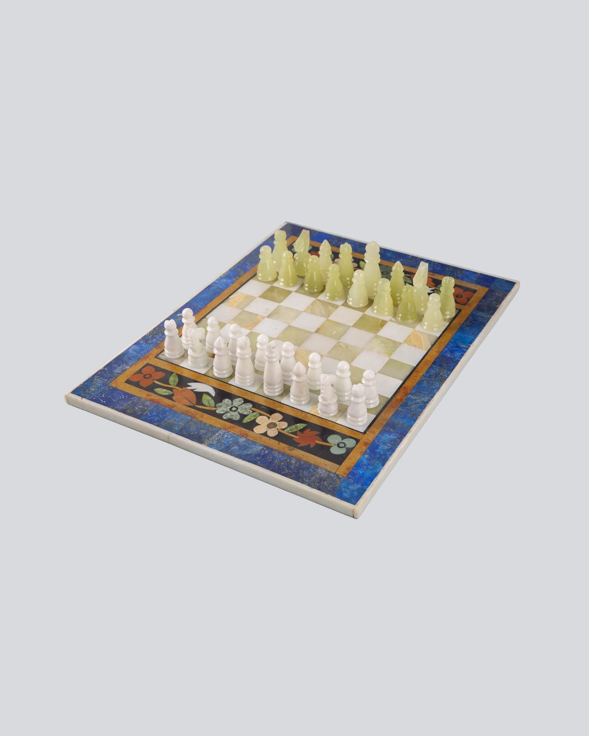 Handcrafted Lapis Lazuli Chess Set شطرنج میناتوری متوسط 1