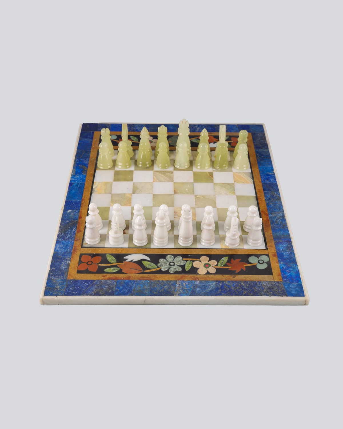 Handcrafted Lapis Lazuli Chess Set شطرنج میناتوری متوسط 5
