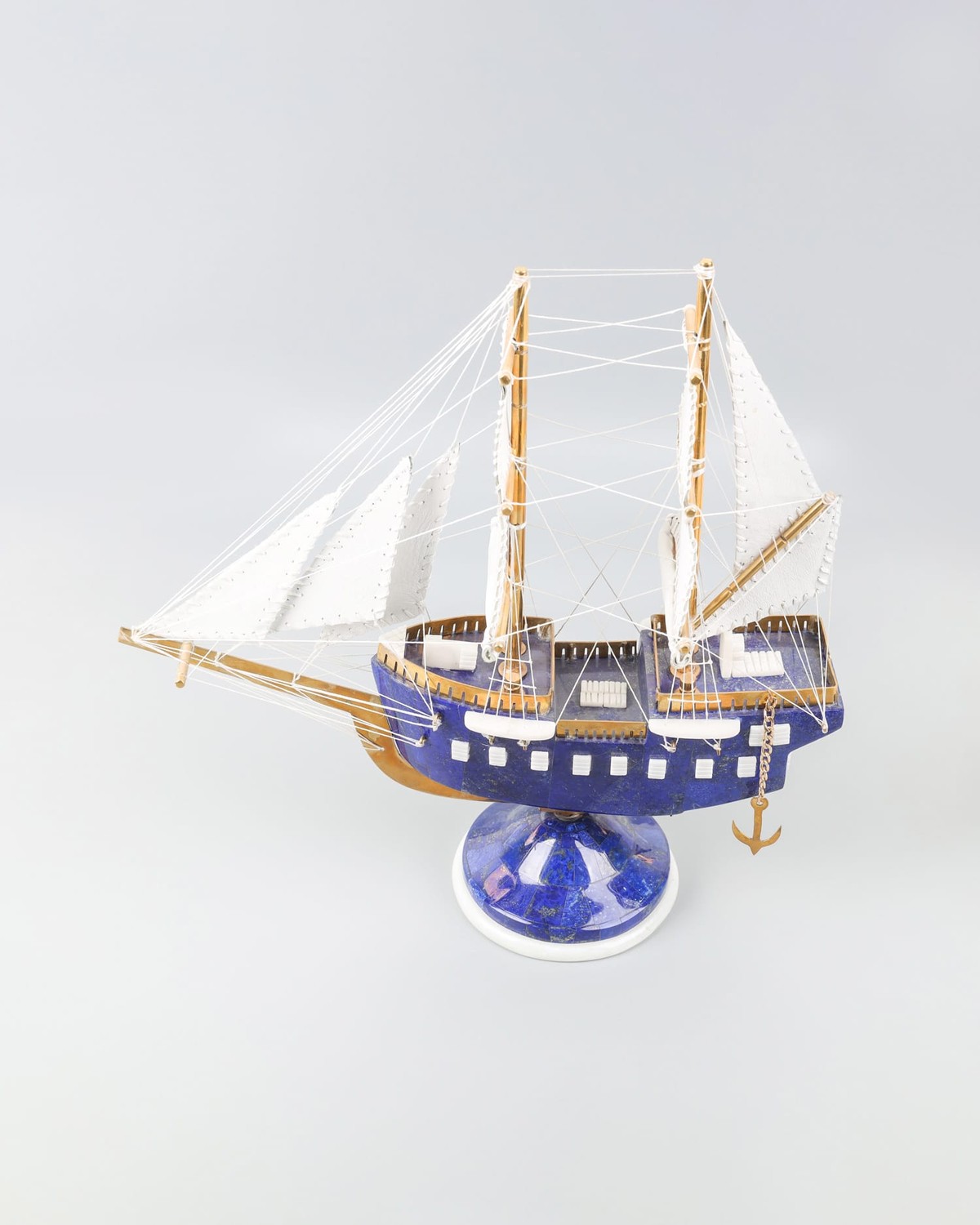 Lapis Lazuli Ship Model Decorative 2