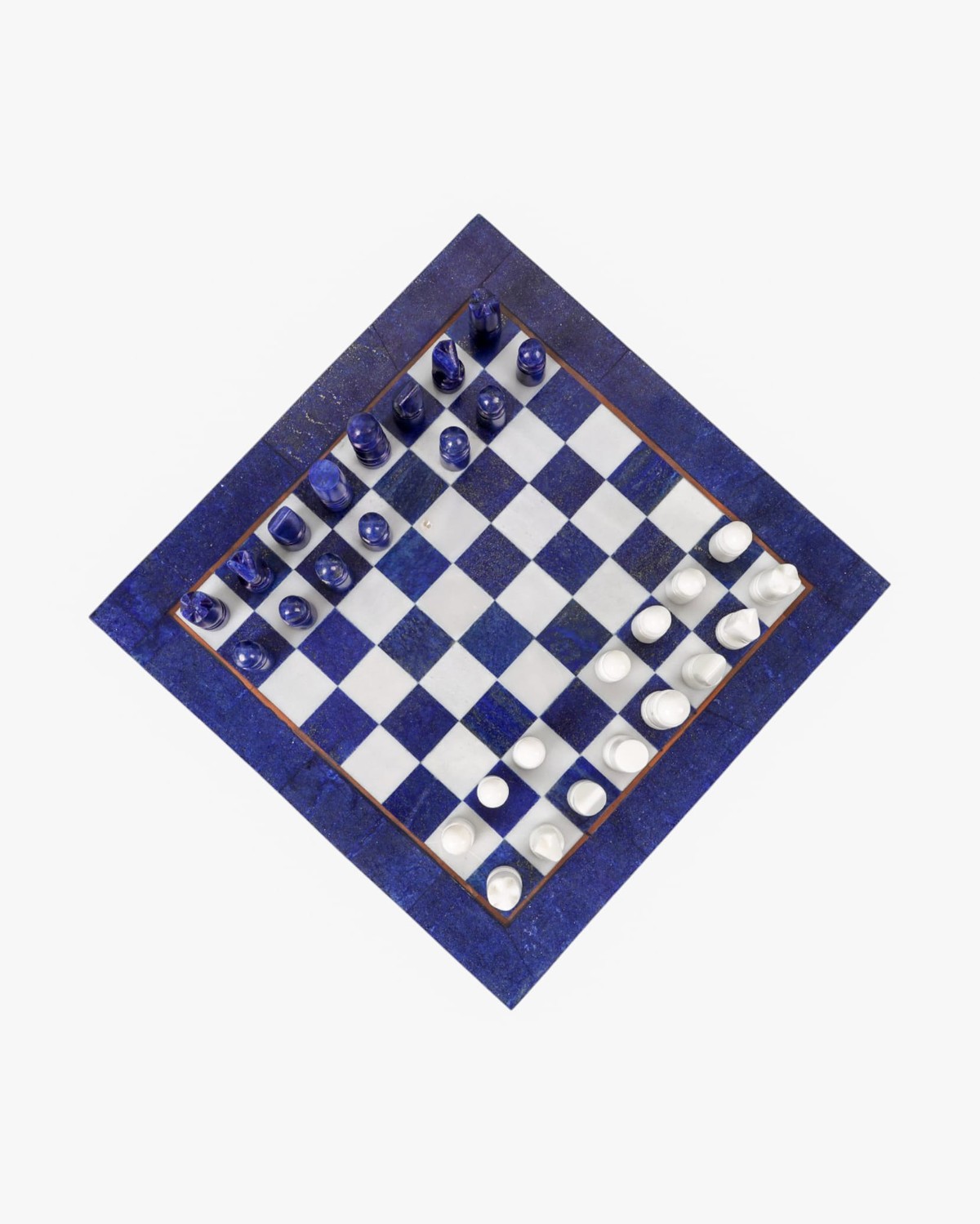 Lapis Lazuli & Marble Chess Set | Handcrafted 30cm Decorative Chessboard 8