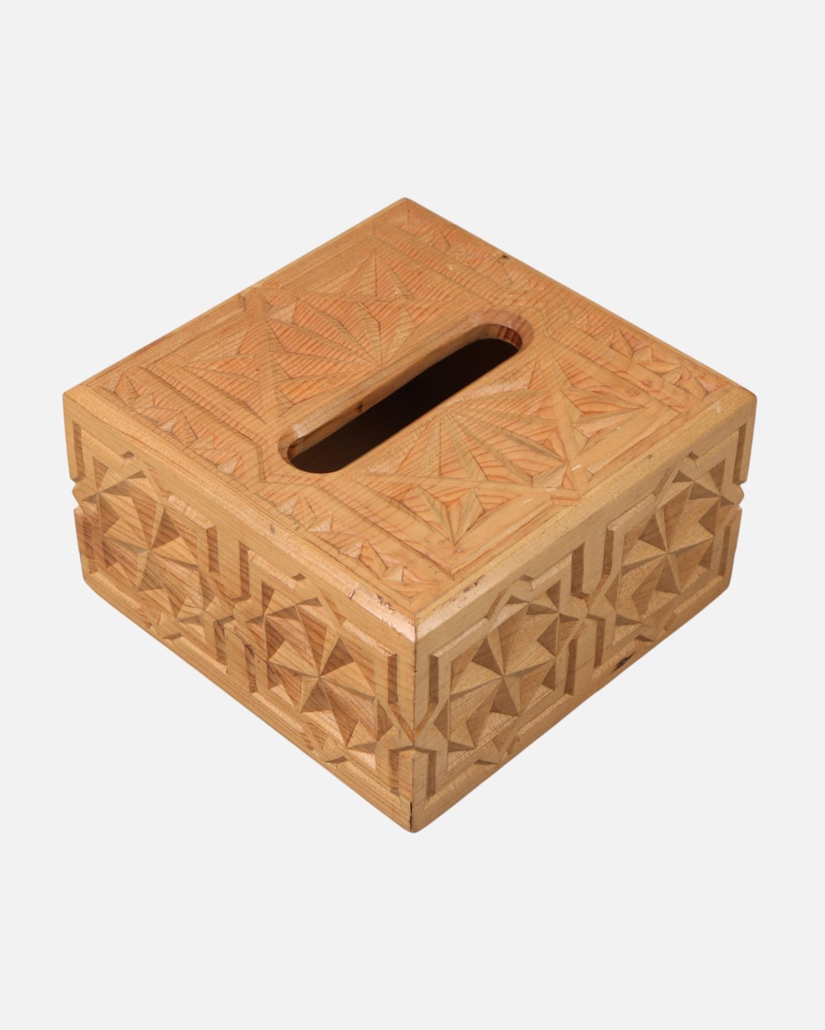 Handcrafted Cube Shaped Paper Holder | Afghan Wood Carving with Geometric Designs 4
