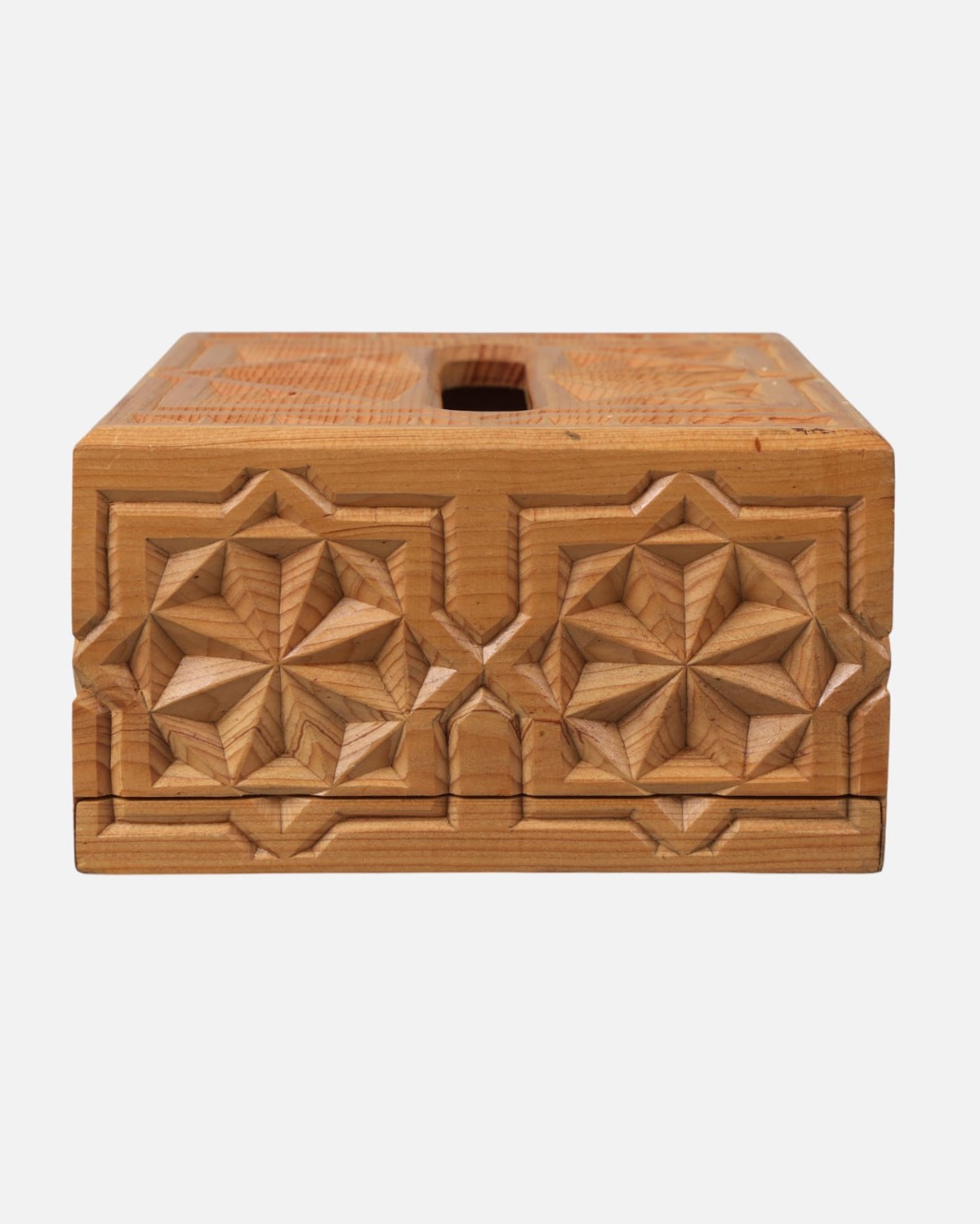 Handcrafted Cube Shaped Paper Holder | Afghan Wood Carving with Geometric Designs 2