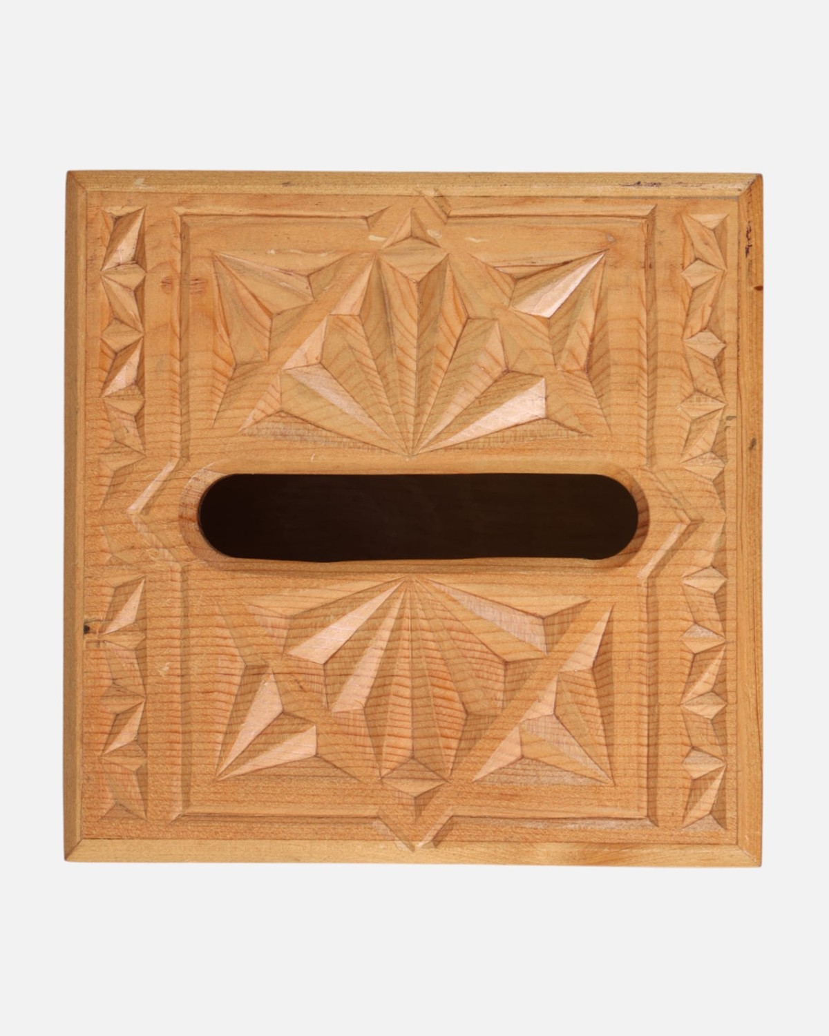 Handcrafted Cube Shaped Paper Holder | Afghan Wood Carving with Geometric Designs 3