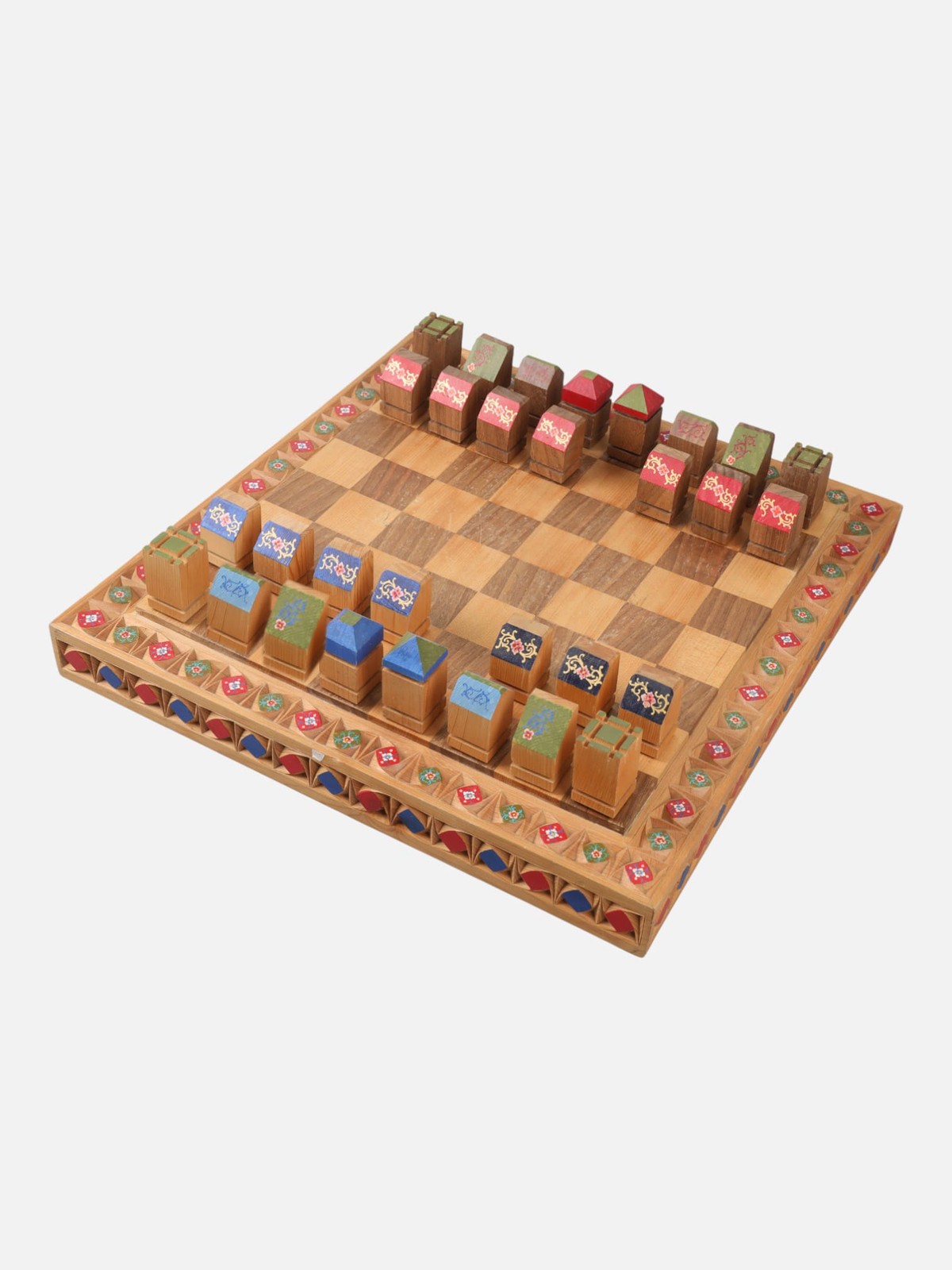 Handcrafted Wooden Chess Set | Afghan Carved and Painted Art 2