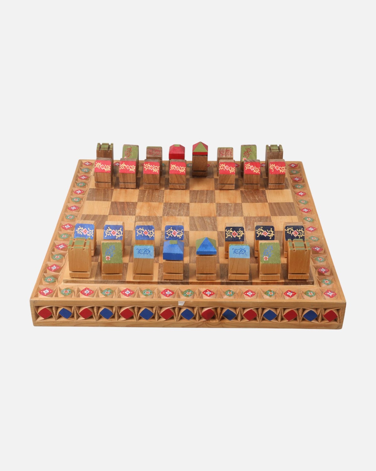 Handcrafted Wooden Chess Set | Afghan Carved and Painted Art 1