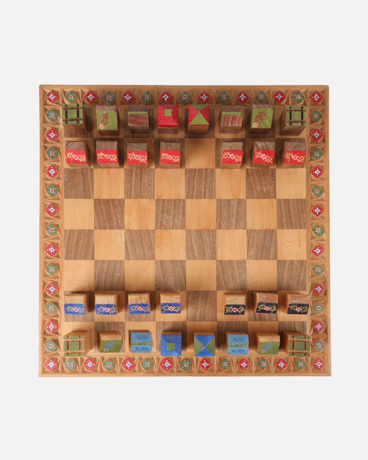 Handcrafted Wooden Chess Set | Afghan Carved and Painted Art 5