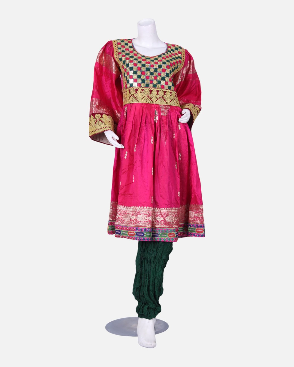 Traditional Afghan Gand Dress | Handmade Embroidered Set with Mirror Work 3