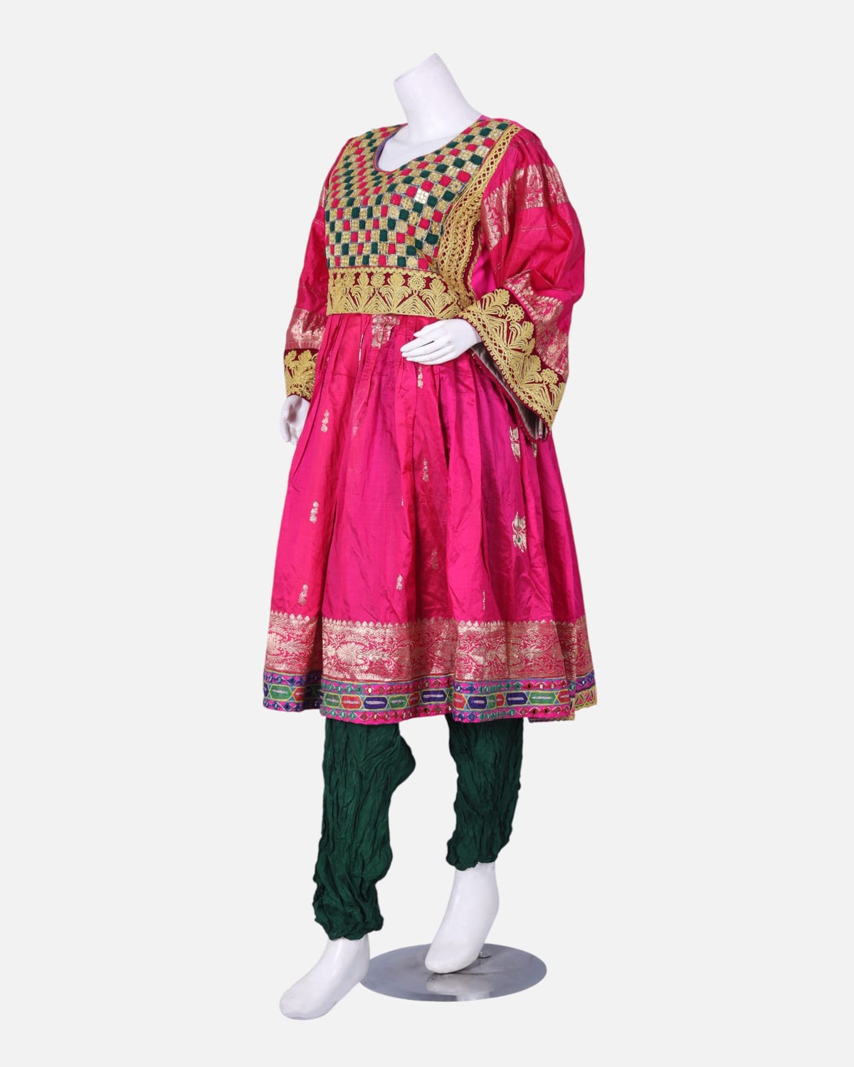 Traditional Afghan Gand Dress | Handmade Embroidered Set with Mirror Work 5