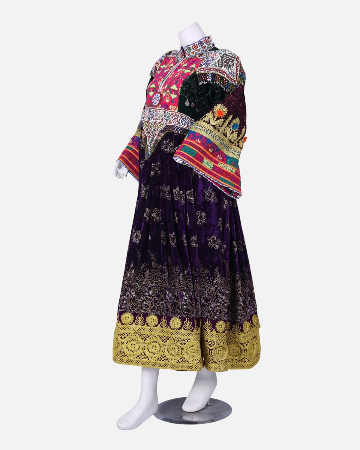 Traditional Afghan Gand Dress | Handcrafted Velvet & Embroidered Outfit 4