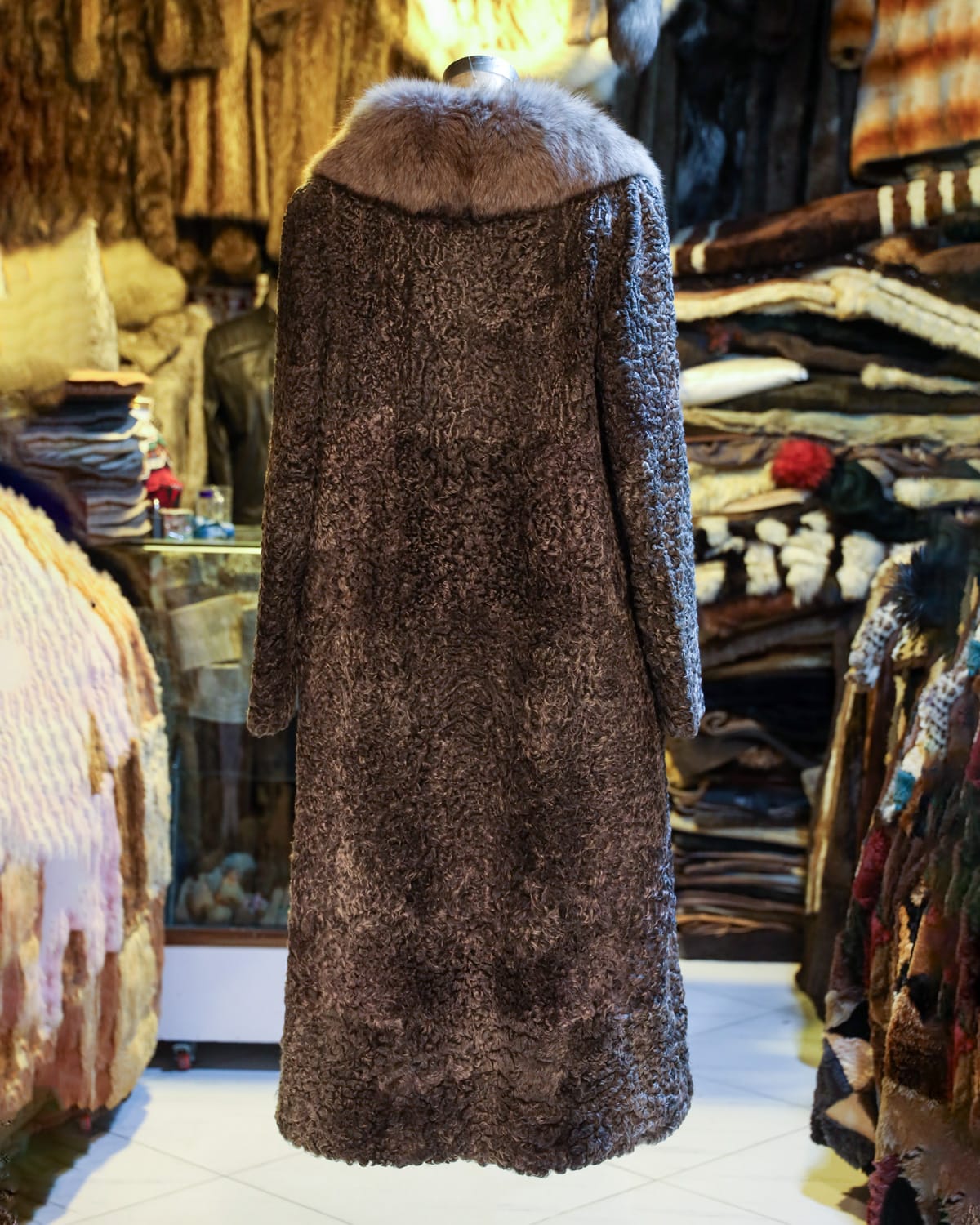 Karakul Coat with Soft Fur Collar 2