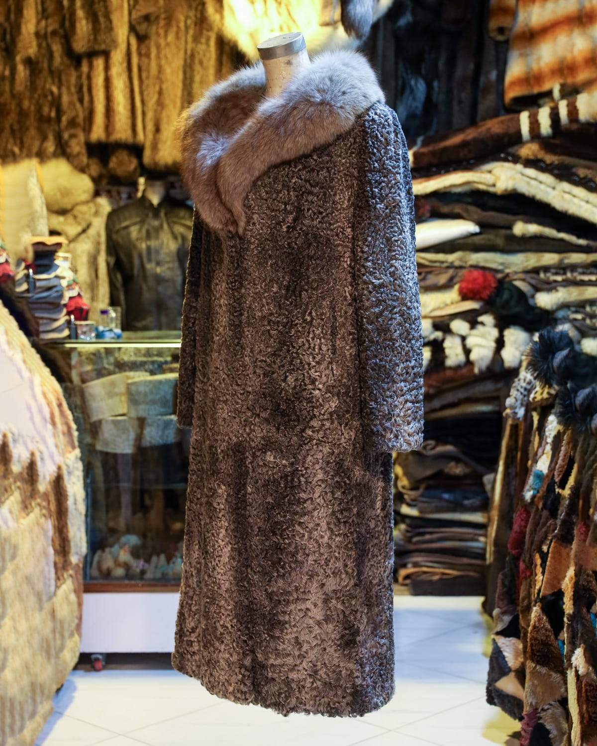Karakul Coat with Soft Fur Collar 3