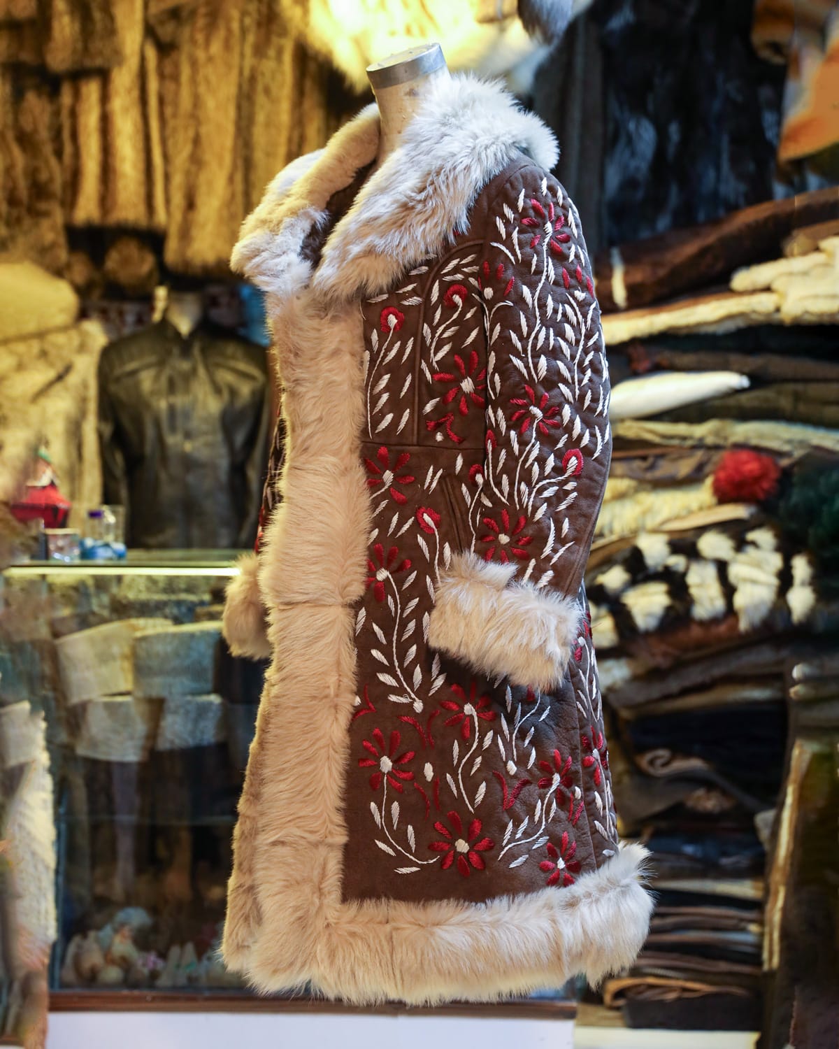 Handcrafted Embroidered Coat with Floral Design 1