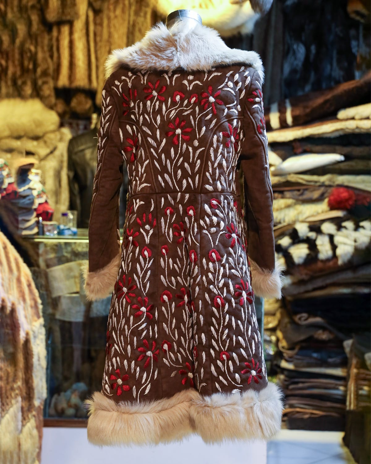 Handcrafted Embroidered Coat with Floral Design 3