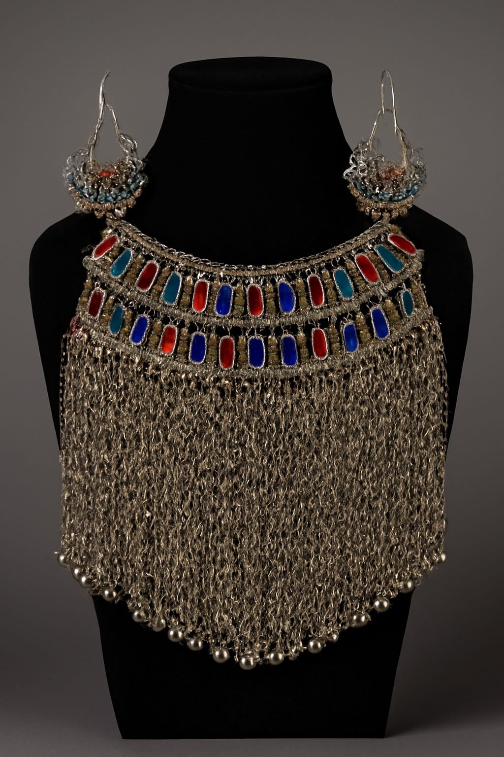 Classic Chain Style Vintage Bridal Jewelry Set | Afghani Choker Necklace, Hook Earrings 1