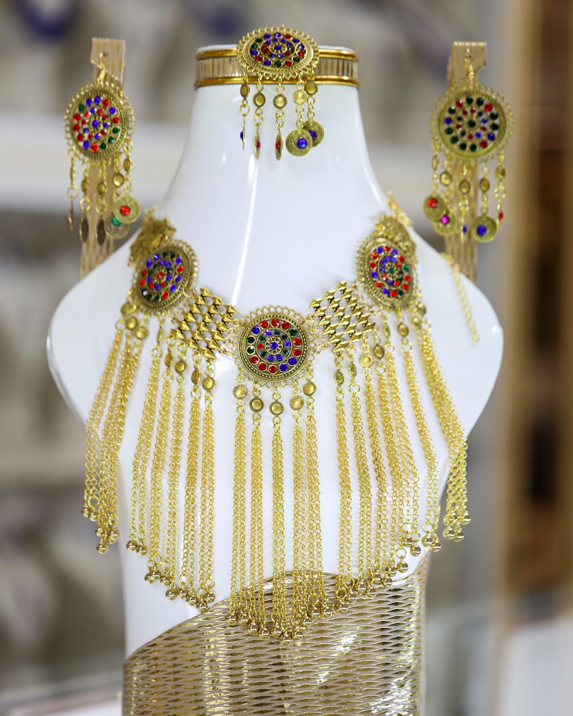 Afghan 3 piece multicolour vintage jewellery set 1