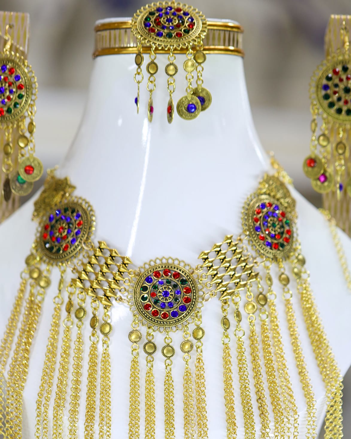Afghan 3 piece multicolour vintage jewellery set 3