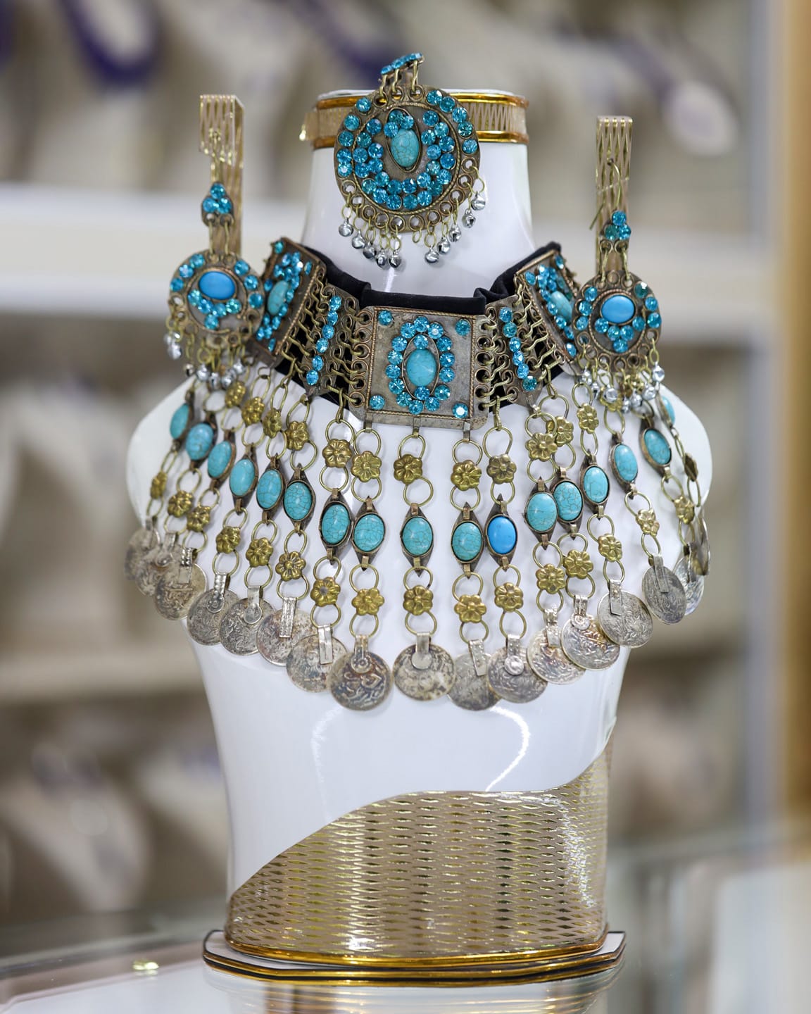 Afghan Turquoise Crystal Jewelry Set 1