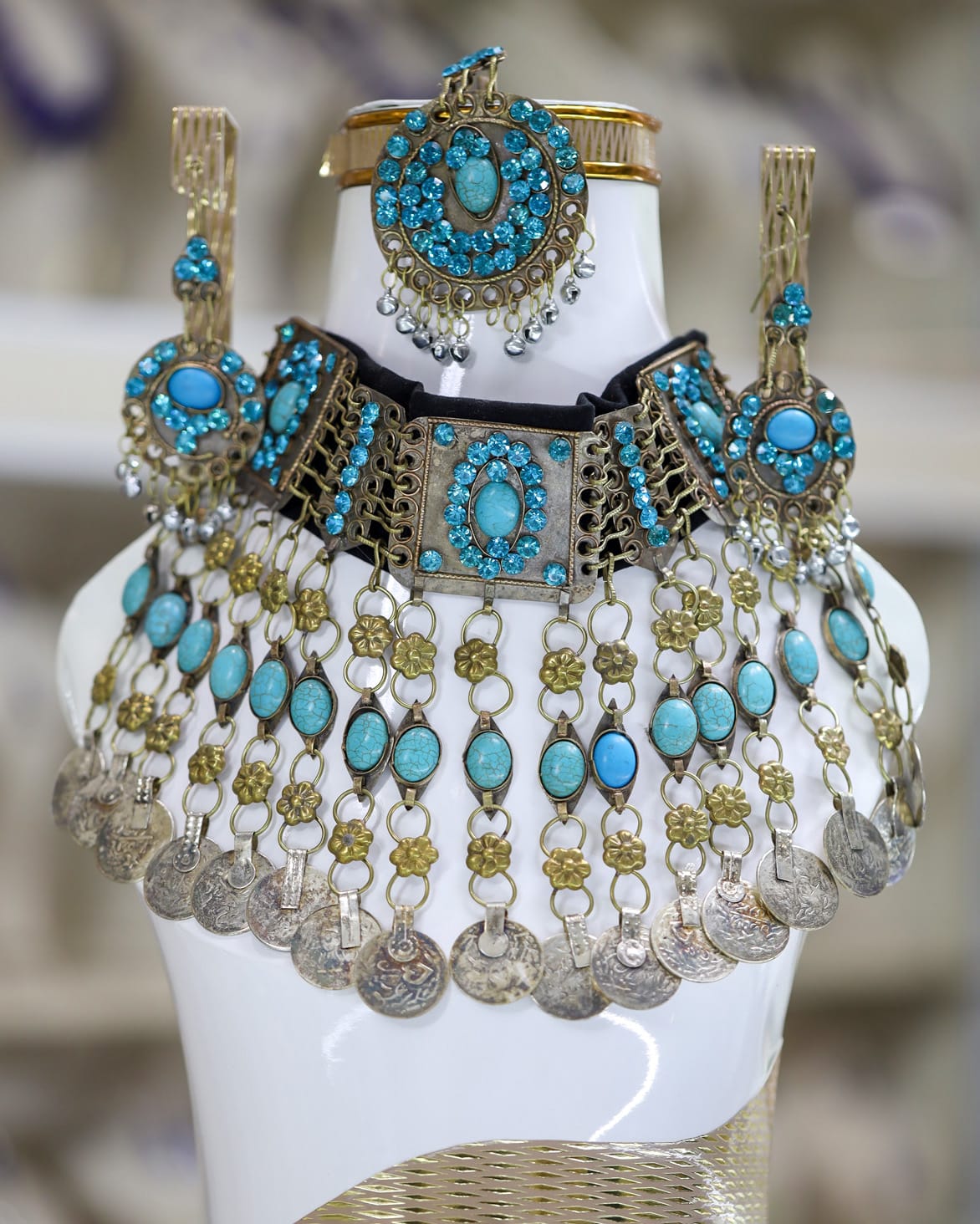 Afghan Turquoise Crystal Jewelry Set 2