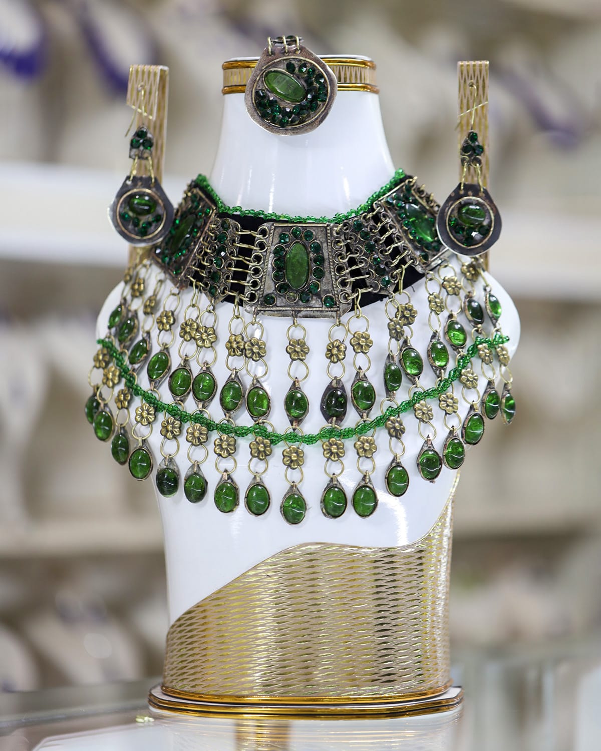 Afghan Green Crystal Jewelry Set 1