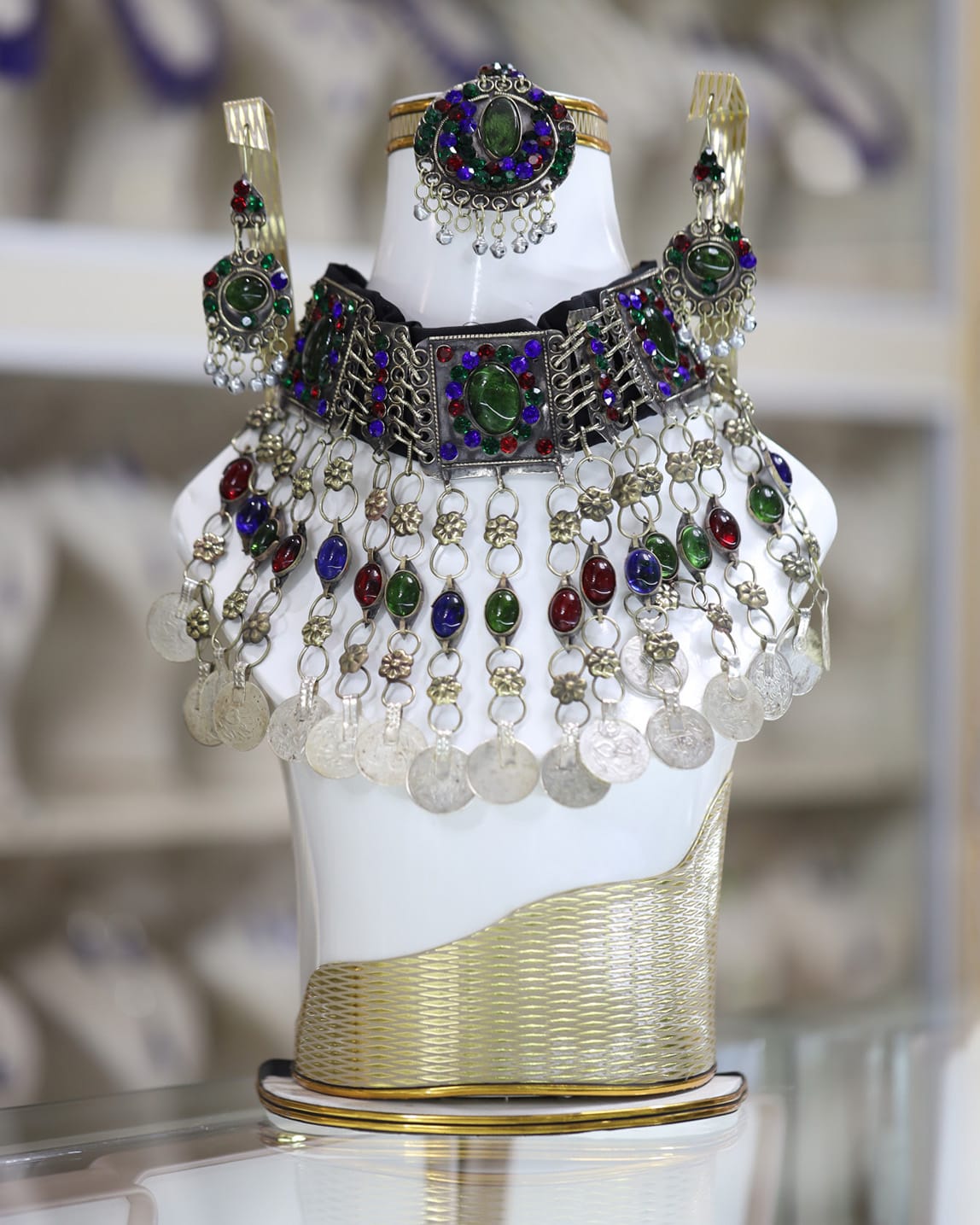 Afghan Traditional Multicolored Crystal Jewelry Set 1