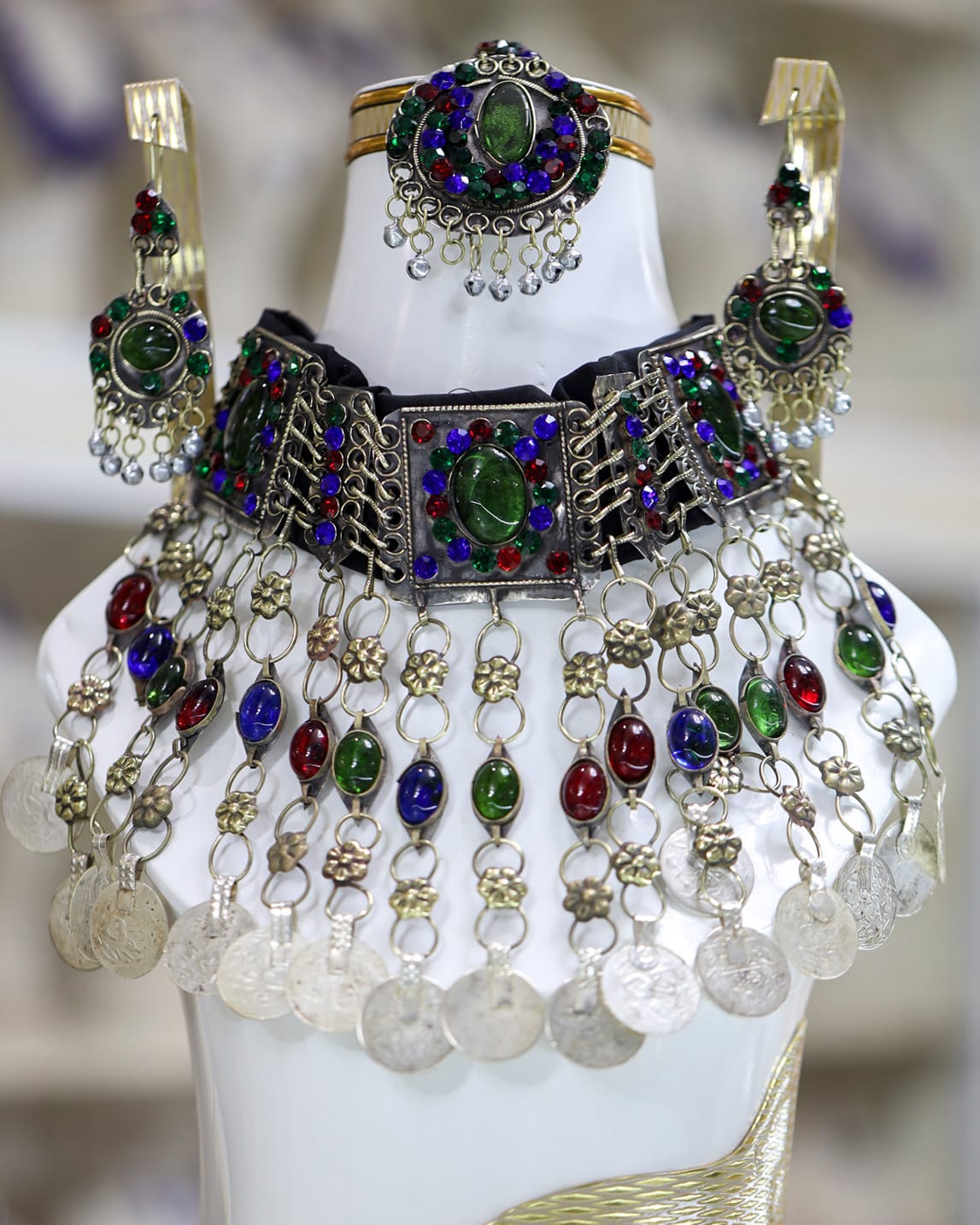 Afghan Traditional Multicolored Crystal Jewelry Set 2